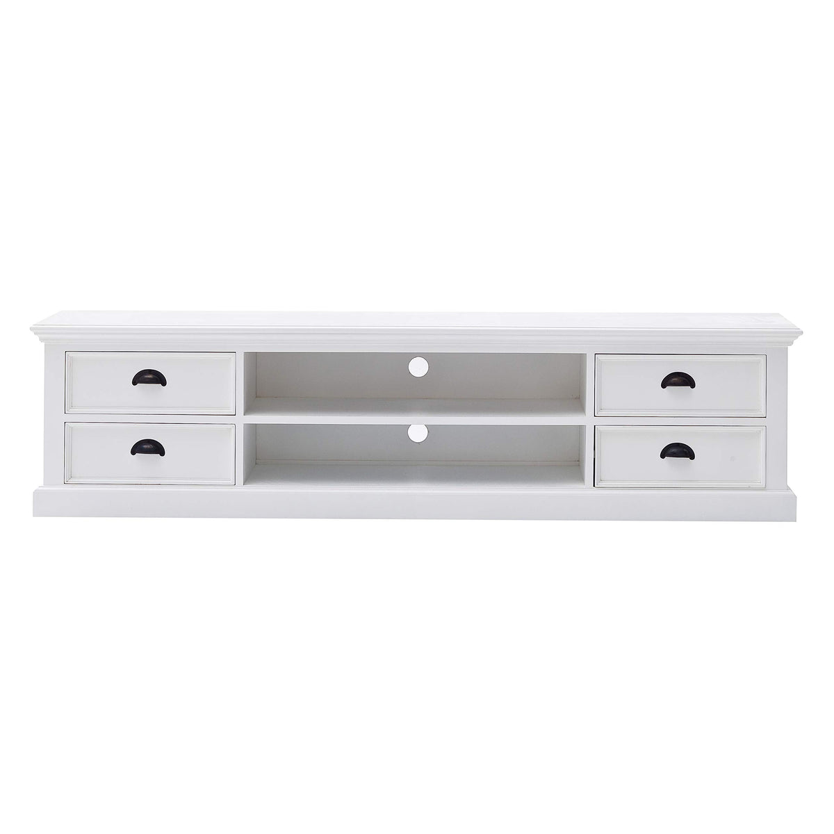 Novasolo Halifax Pure White Mahogany Wood 2Tier Tv Stand And 4 Drawers