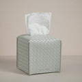 OLETHA Square Tissue Box Cover - Aesthetic Desk Decor for Room, Home & Office - Tissues Cube Boxes Holder - Woven Textured, Grey