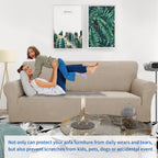 Znsayotx 1 Piece Jacquard Couch Covers For 3 Cushion Couch Living Room High Stretch Sofa Cover Pets Dogs Friendly Anti Slip Thickened Slipcovers Furniture Protector (Sofa, Khaki)