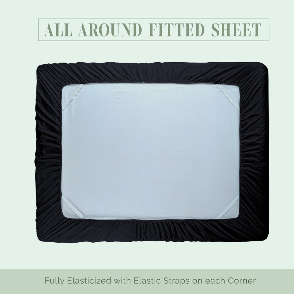 Elegant Comfort 1500 Premium Hotel Quality 18-24 Inches Deep - Extra Deep Pocket Single Fitted Sheet For High Mattress, Luxury And Softest, Smart Pocket - Wrinkle Free, California King, Black