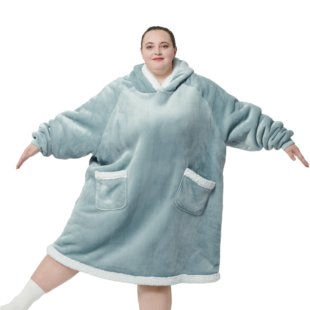 Bedsure Oversized Wearable Blanket Hoodie - Sherpa Hooded Blanket Adult As Gifts For Men Mom Women, Big Sweatshirt Blanket Overs