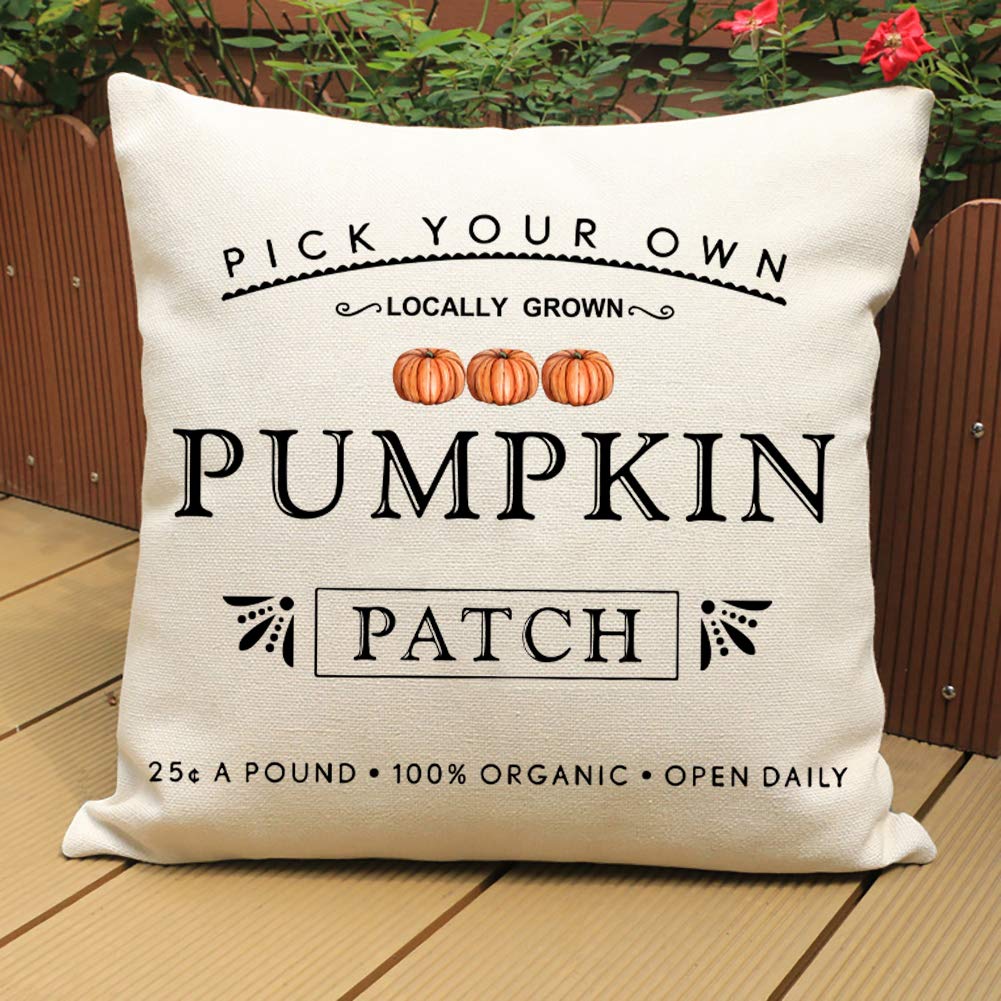 Kithomer Fall Pumpkin Patch Throw Pillow Covers Autumn Harvest Pillow Case 18 X 18 Inch Farmhouse Decorations