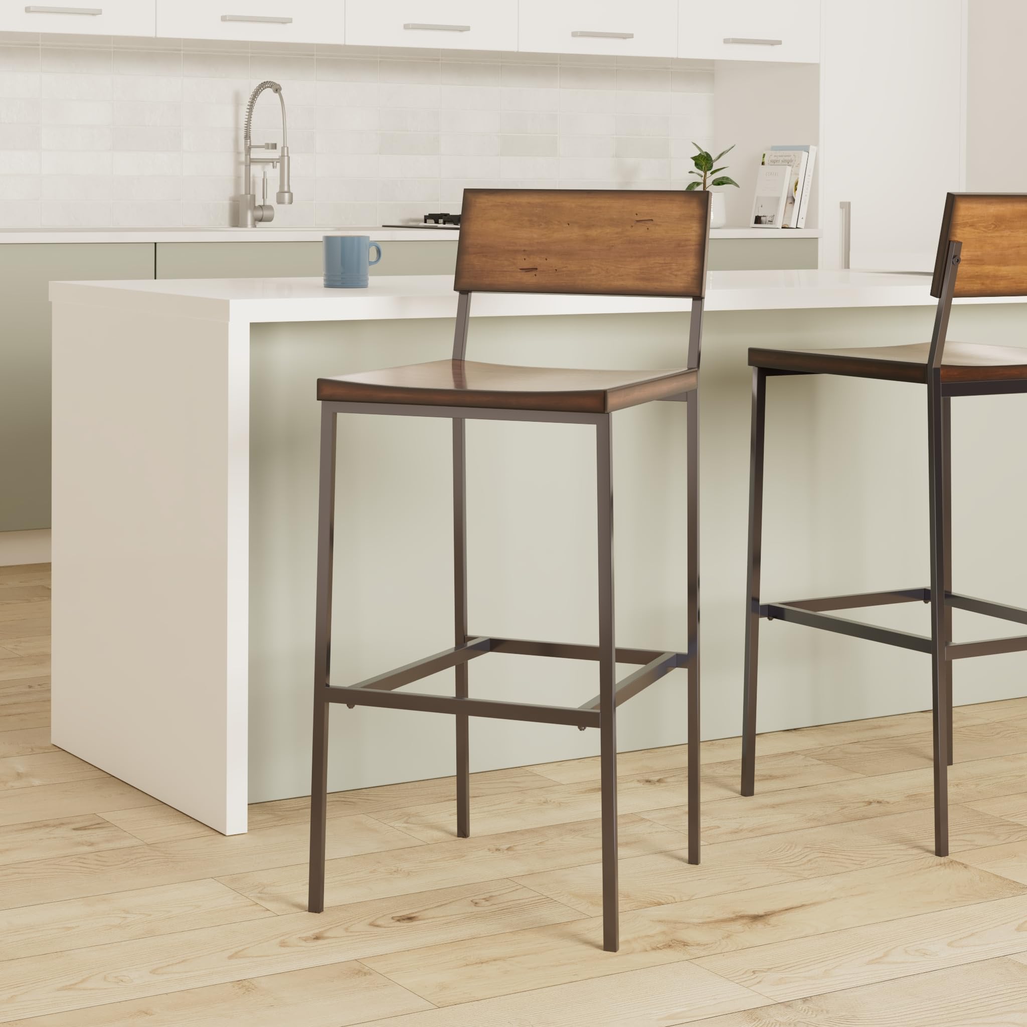 Progressive Furniture Sawyer Wood/Metal Bar Stool, Brown