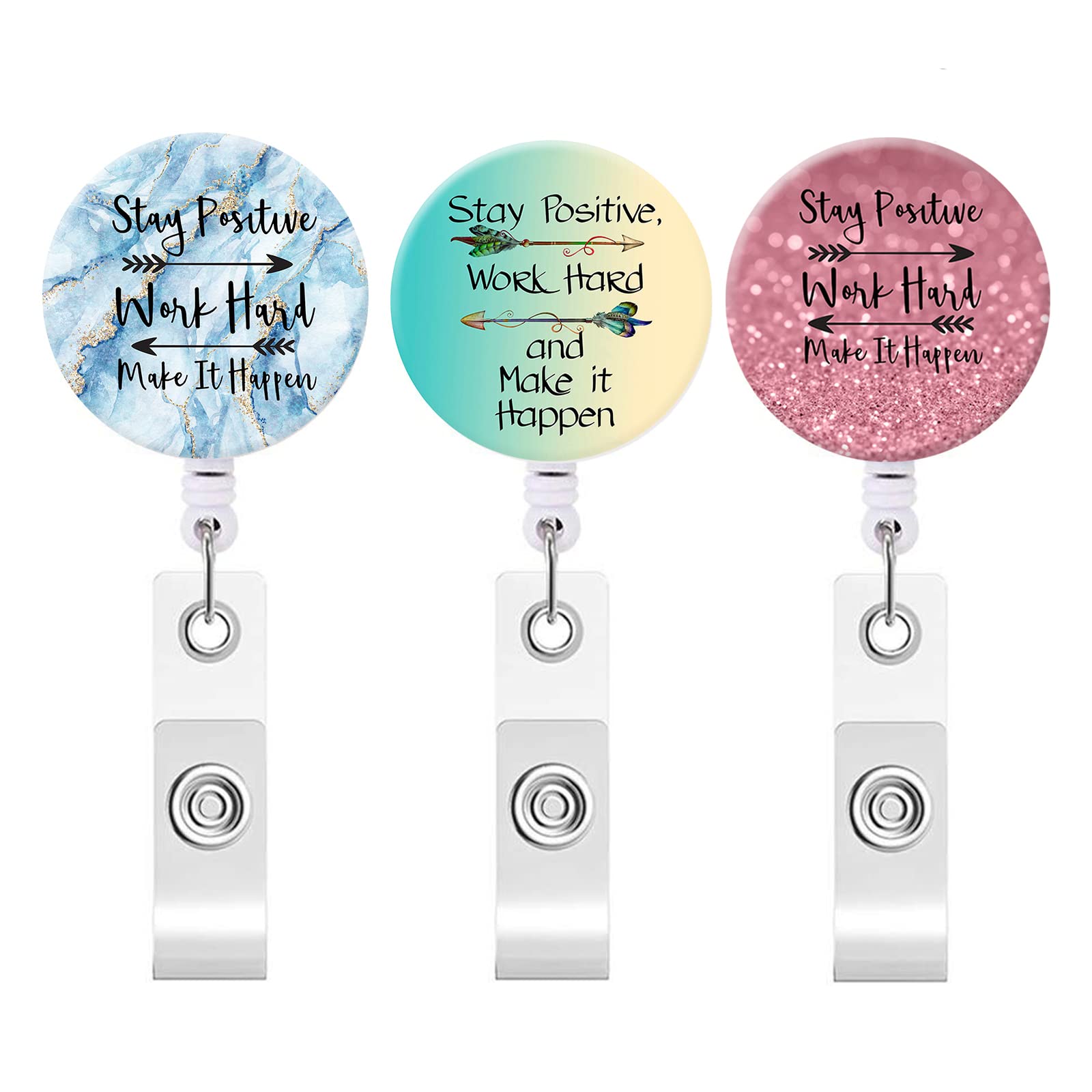 Id Badge Holder,Retractable Badge Reel With Alligator Clip Decorative Badge Clip For Id Card Holders Office Worker Doctor Nurse