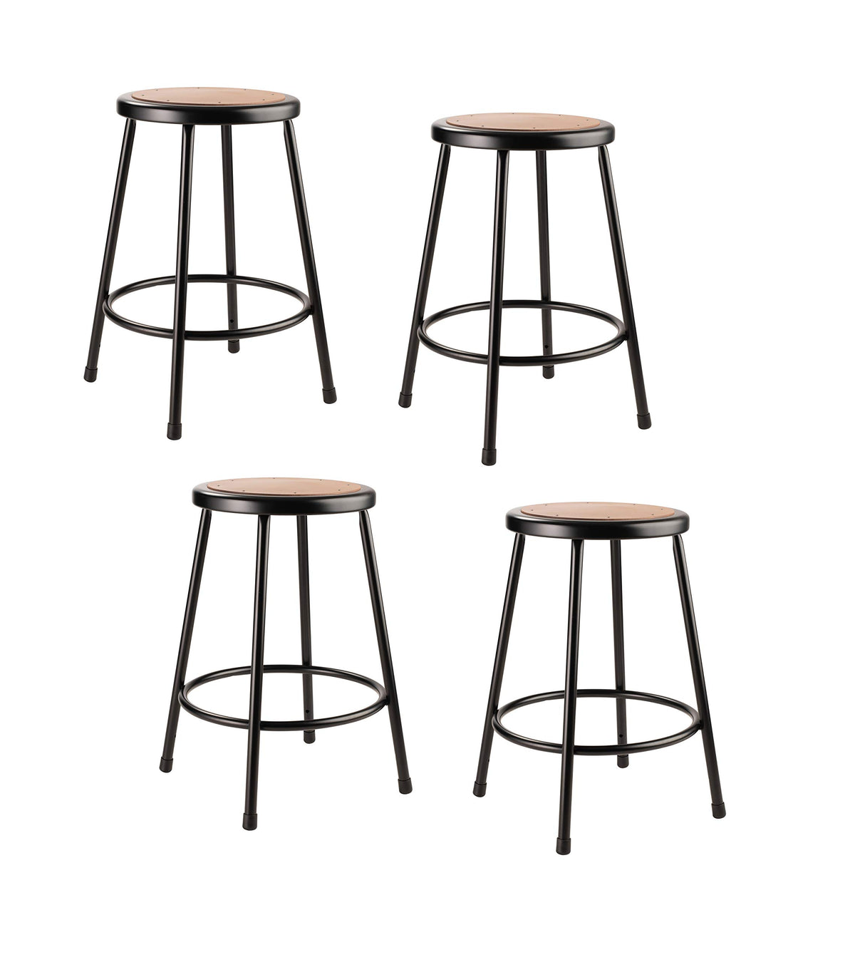 (4 Pack) National Public Seating 24&quot; Heavy Duty Steel Stool, Black