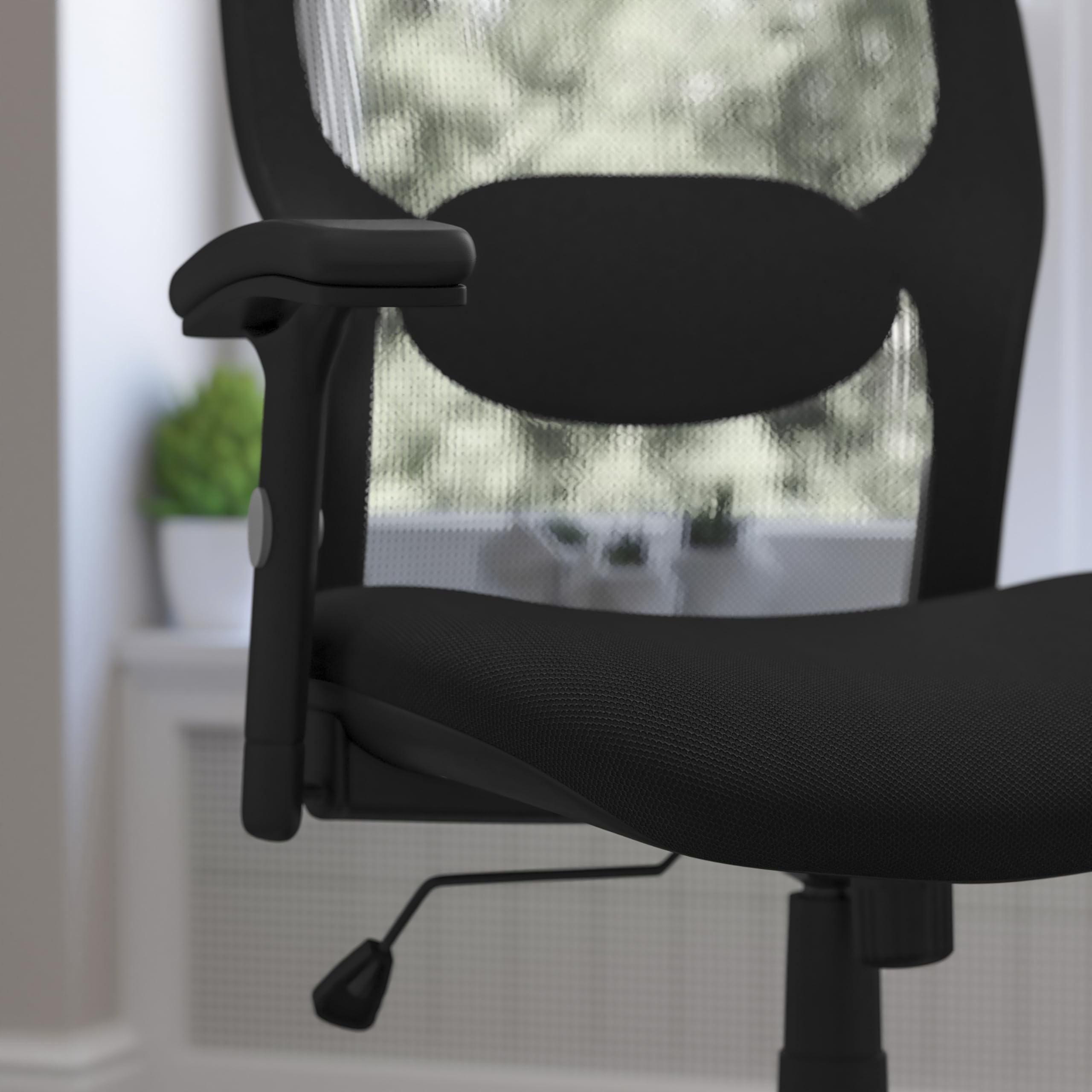 Flash Furniture Albert Mid-Back Black Super Mesh Executive Swivel Office Chair with Adjustable Lumbar & Arms