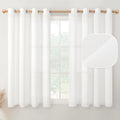 Youngstex White Linen Sheer Curtains 45 Inch Length For Short Windows Grommet Textured Drapes Lightweight For Bedroom Kitchen Ba