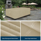Easy-Going Rectangle Patio Furniture Cover Waterproof Outdoor Dining Table And Chair Cover Anti-Uv Outside Sectional Sofa Set Covers (126'L X 63'W X 28'H, Camel)
