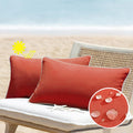 All Smiles Red 12X20 Set Of 2 Outdoor Waterproof Lumbar Pillowcase Throw Pillow Covers Decorative Outside Patio Furniture Cushio