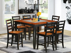 East West Furniture FAIR7-BLK-W Fairwind 7 Piece Kitchen Counter Height Set Consist of a Square Pub Table with Pedestal and 6 Dining Room Chairs, 54x54 Inch