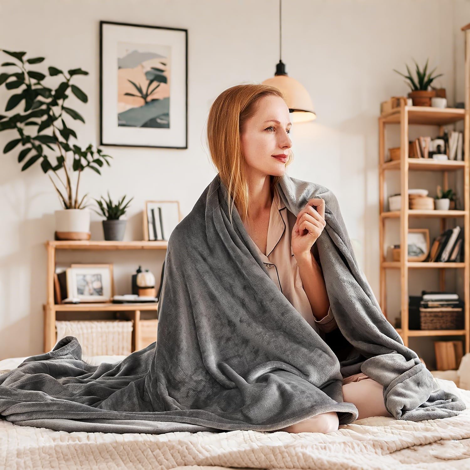 Eydna Electric Heated Blanket Queen Size 84'X 90', Dual Control Super Cozy Soft With 5 Heat Levels & 10 Hours Auto Off, Home O