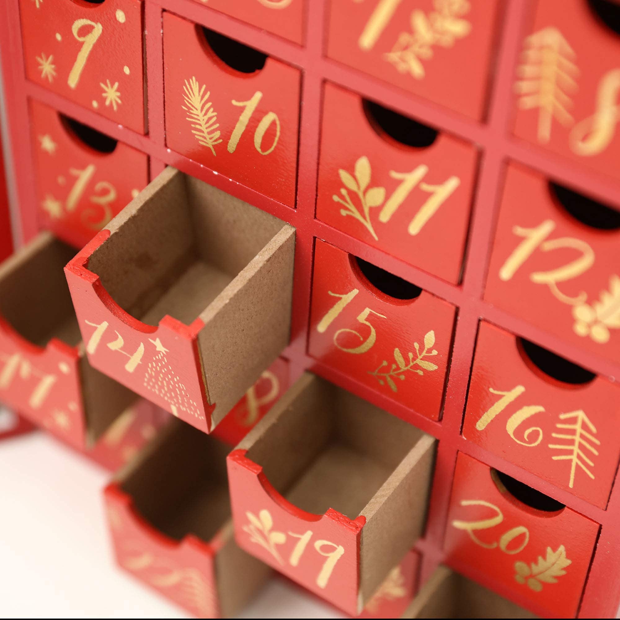 Pioneer-Effort Christmas Wooden Advent Calendar Book With Drawers For Adults Kids Christmas Countdown Decoration With Led Lighti