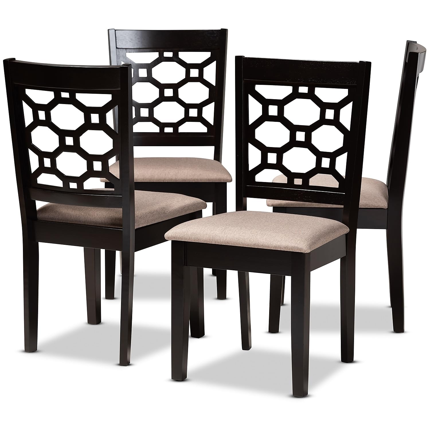 Baxton Studio Peter Modern Fabric Dining Chair, Sand And Dark Brown, 4/Set (171-10950-Hit)