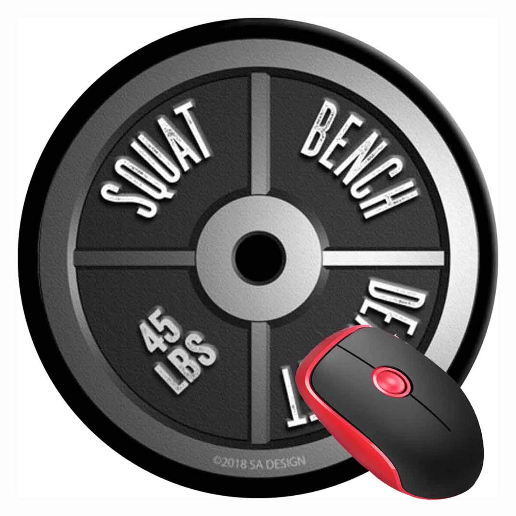 Mouse Pad Round Gaming Mouse Mat Barbell Plate Squat Bench Deadlift Weight, Non-Slip Rubber Base Mousepad Cute Mousemat For Lapt