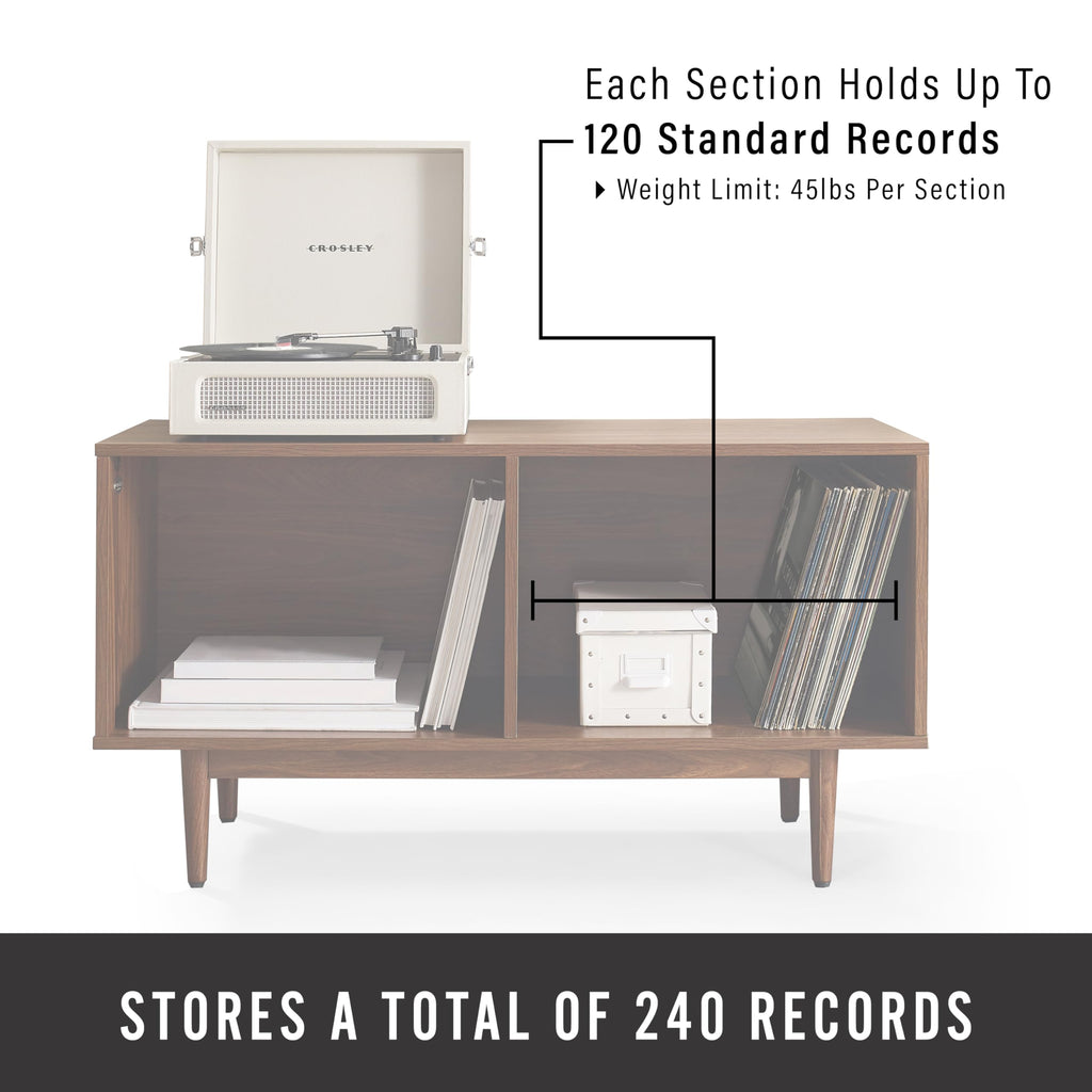 Crosley Furniture Liam Medium Vinyl Record Storage TV Stand and Entertainment Center, Media Console, Walnut