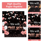96Pcs We Will Miss You Party Paper Plate And Napkin Farewell Party Decoration Going Away Party Disposable Tableware Set Black An