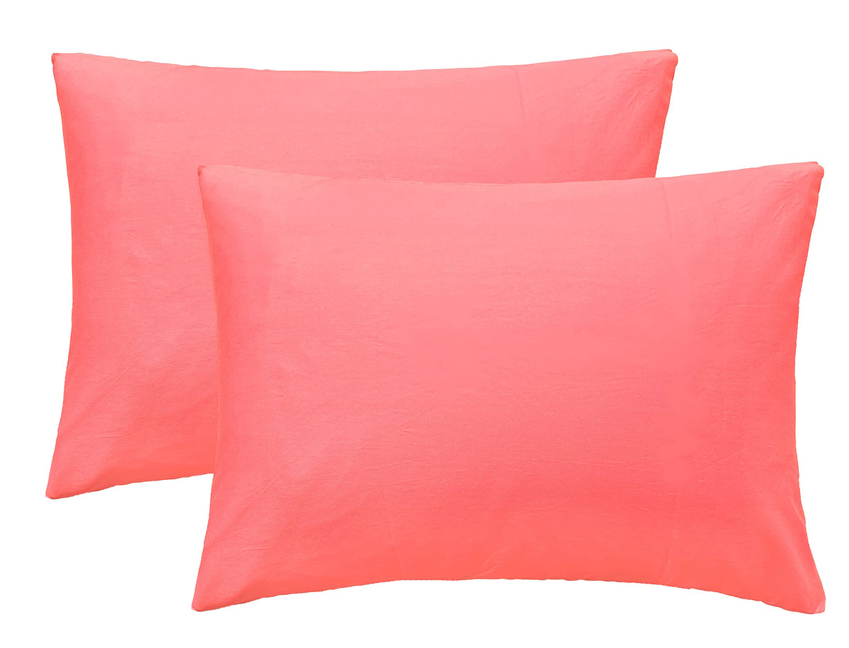 Imaylex Soft 100% Egyptian Cotton Zipper Closure Pillowcases, Cozy And Lightweight Pillow Case, Set Of 2, Coral Pink, Queen, 20'