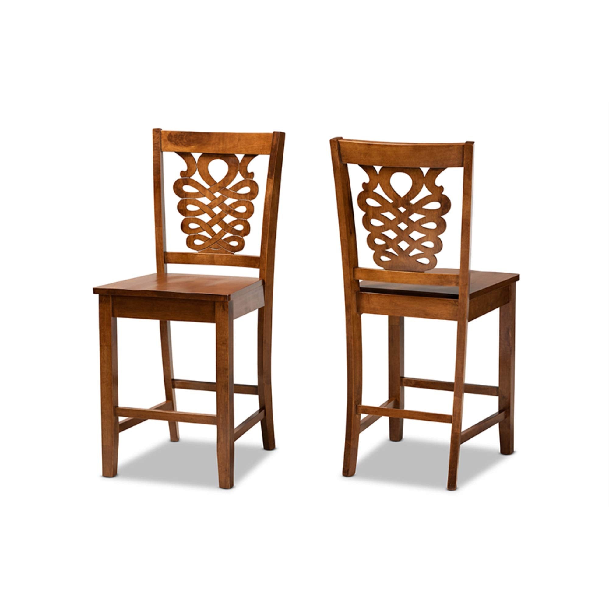 Baxton Studio Gervais Modern and Contemporary Transitional Walnut Brown Finished Wood 2-Piece Counter Stool Set