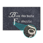Assaoy Bless This Hizzle Fo Shizzle Door Mat Outdoor Entrance,Funny Doormats Welcome Floor Mat Fall Front Black Embroidered Door