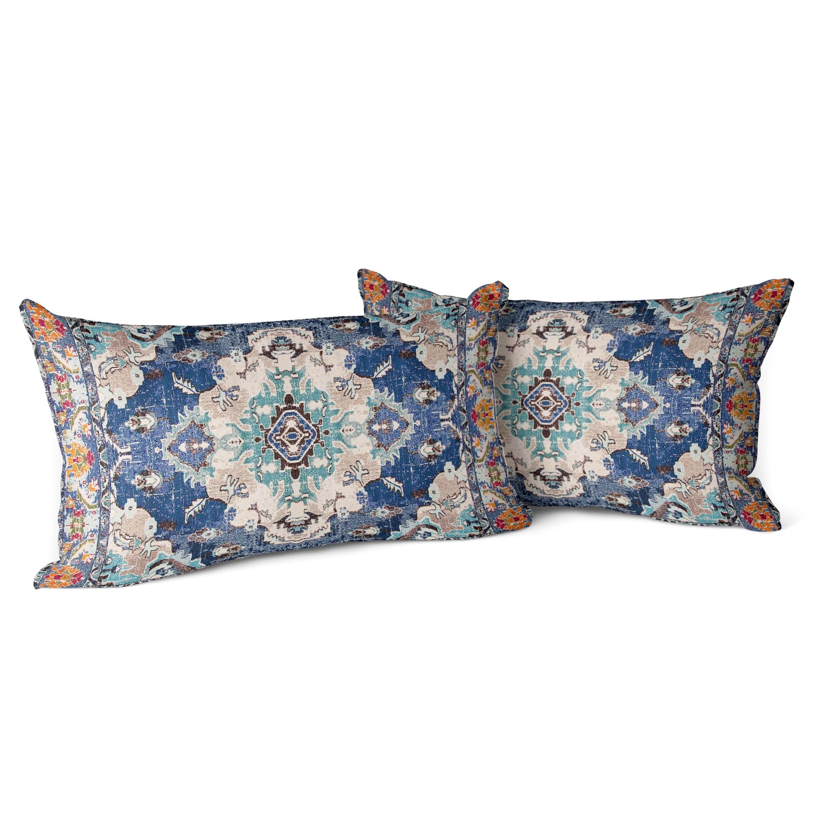 Snycler Boho Throw Pillow Covers 12X20 Inch Set Of 2 Boho Rug Carpet Double Sided Pattern Cotton Soft Pillow Case Cushion Cover