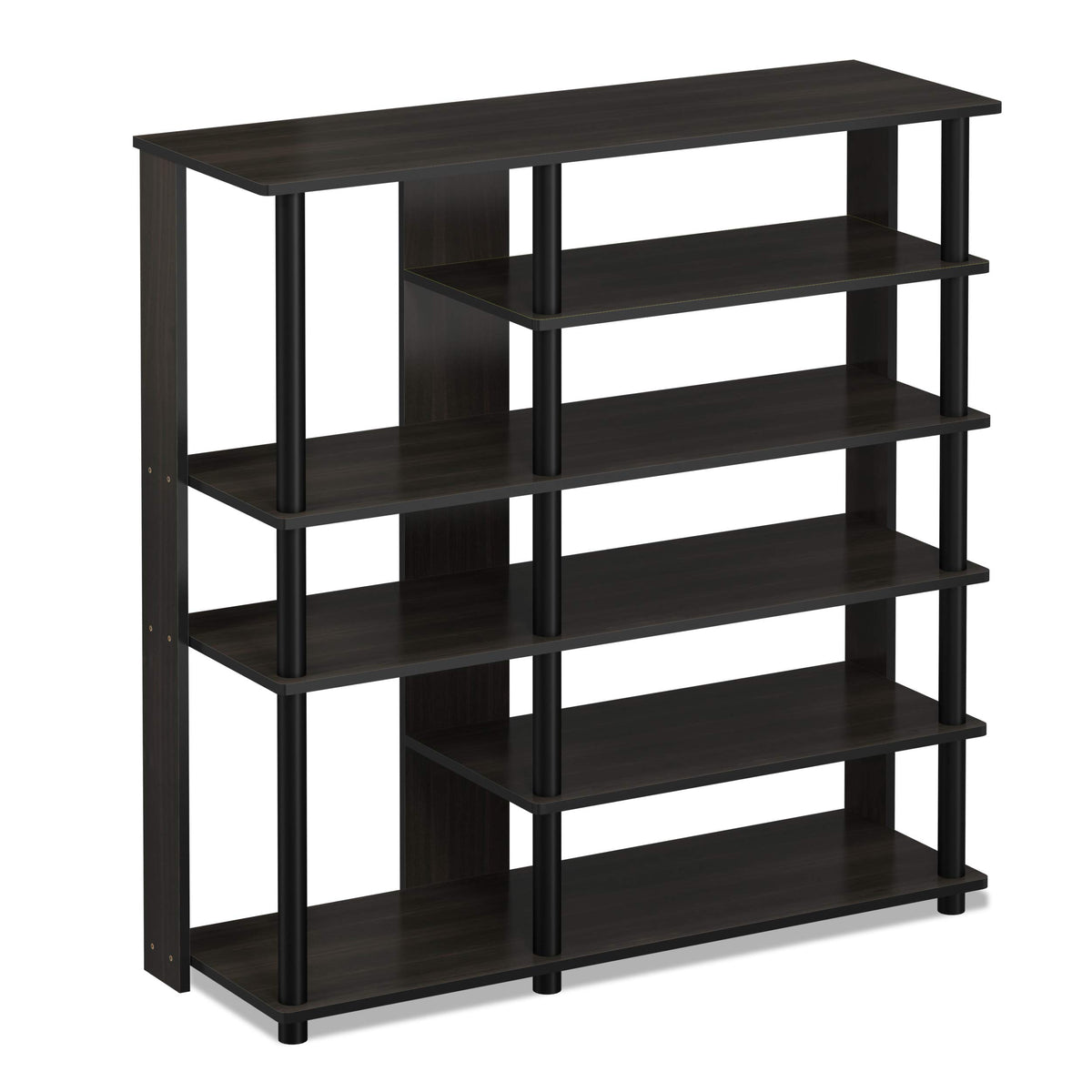 Furinno Turn-N-Tube Multi Storage Shoe Rack, 35.2&quot;W 6-Tier, Espresso/Black,17082EX/BK