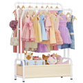 ZHKINGGS Kids Clothing Rack with Double Hanging Rods and Storage Basket