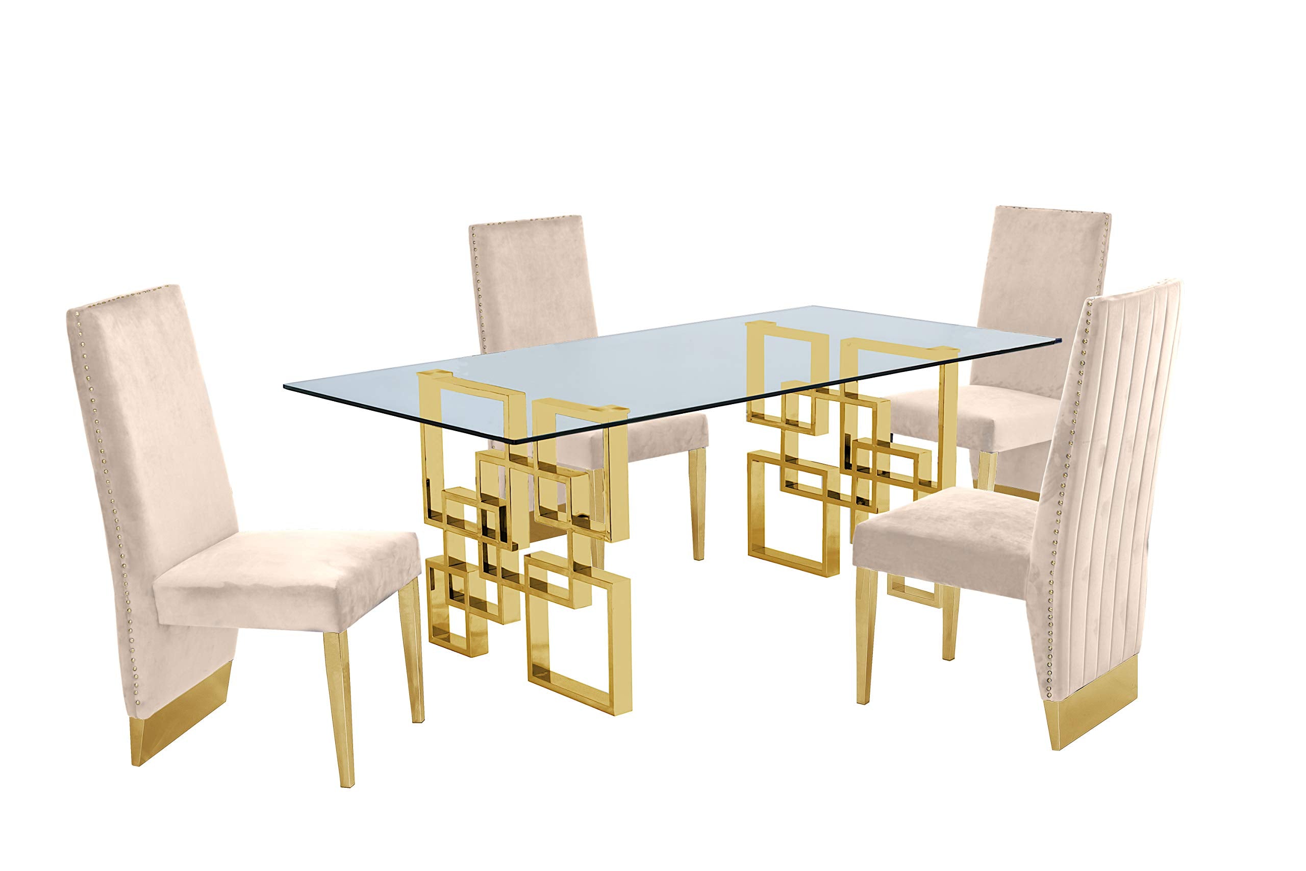 Furniture D222-4Sc163 Dining Set, Beige