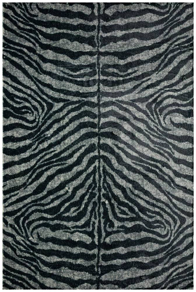 Dalyn Rugs Akina Zebra Animal Print Ak1 Faux Fur Midnight 3' X 5'