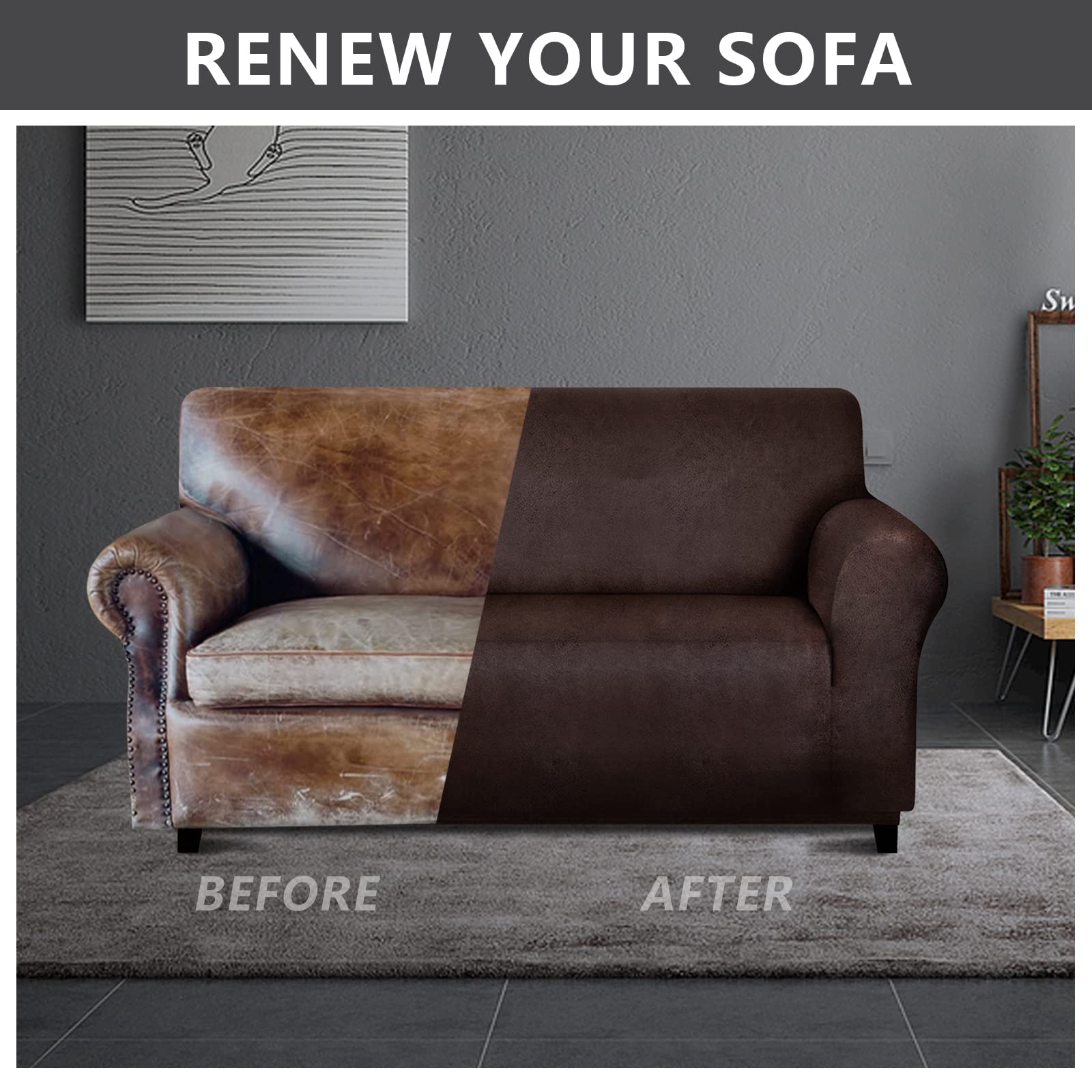 Molasofa Loveseat Covers - Couch Cover For Leather Couches, Soft Loveseat Covers With Leather-Like Quality. Washable, Non-Pillin