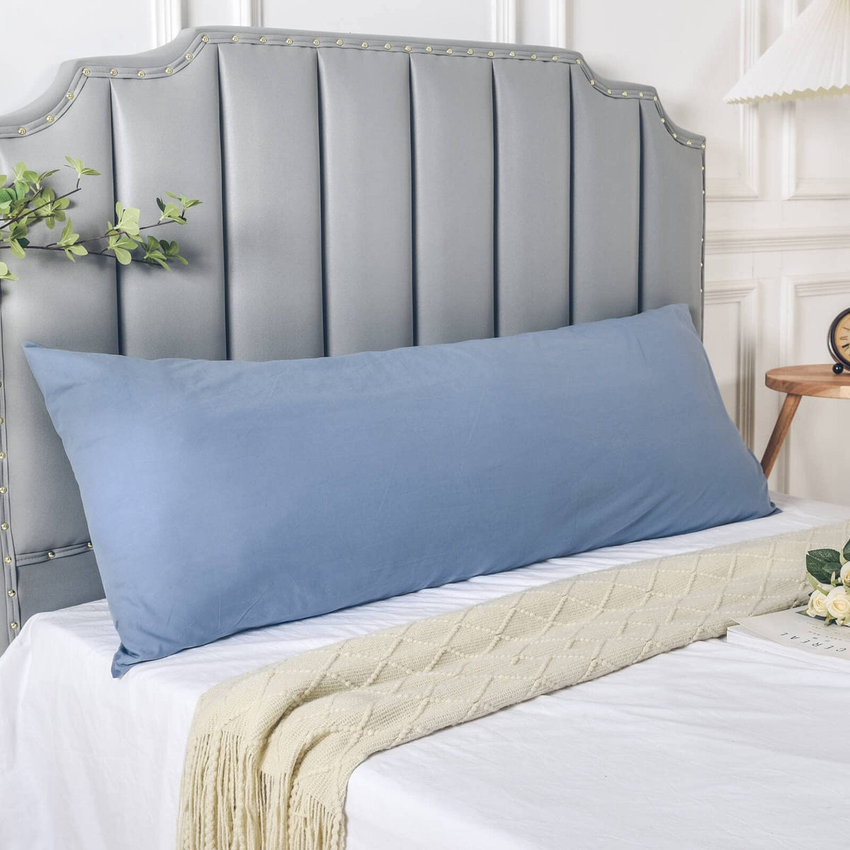 Nexhome Pro Body Pillow Pillowcase 100% Organic Cotton Pillow Cover, Envelope Closure Linen Feel Textured Natural, Soft And Dura