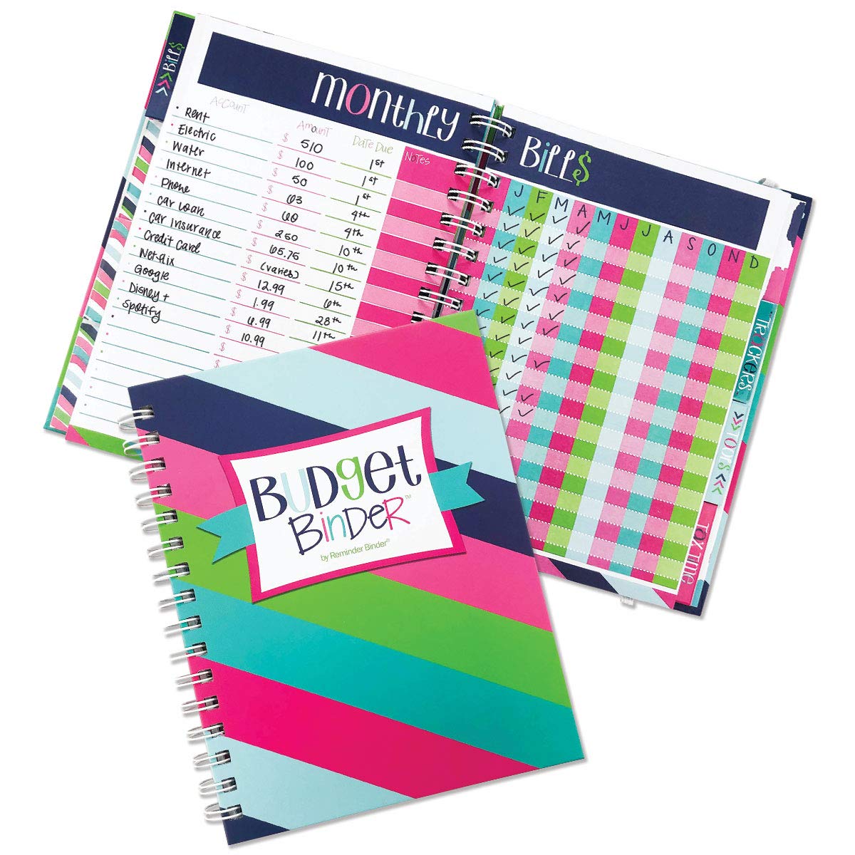 12-Month Budget Planner Bill Tracker Organizer W/Calendar & Pockets For Financial Management 354 Stickers | Budget Binder