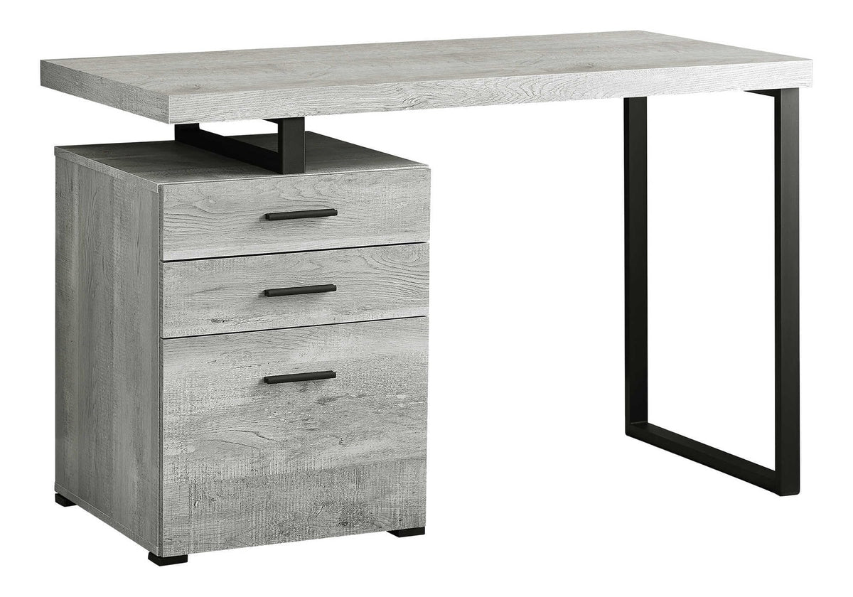 Monarch Specialties Computer Desk with File Cabinet - Left or Right Set- Up - 48'L (Grey Reclaimed Wood Look)