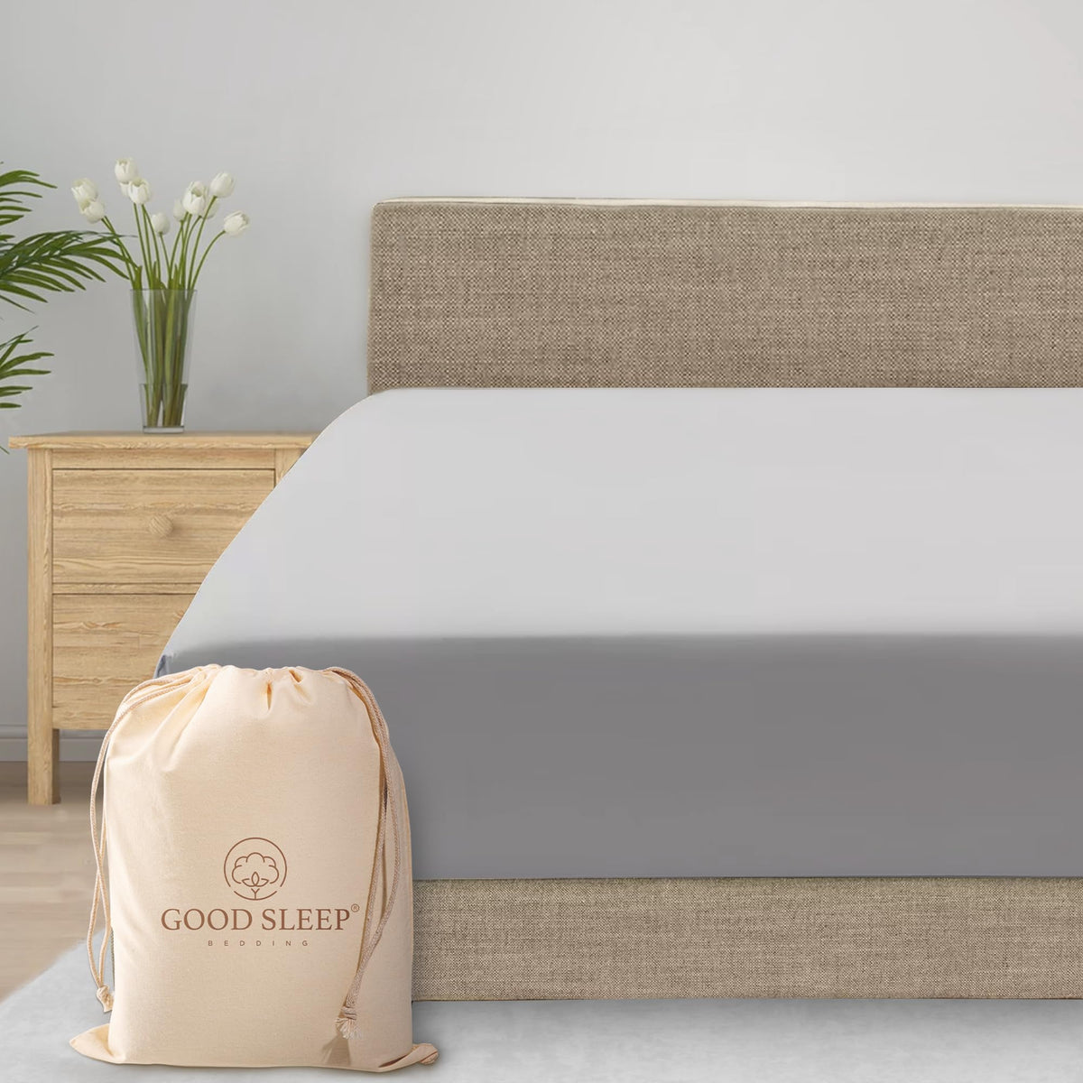 Good Sleep Bedding Xl Twin Fitted Sheet Only - 800 Tc Extra Long Fitted Twin Sheet, 100% Egyptian Cotton, Soft, Breathable Twin