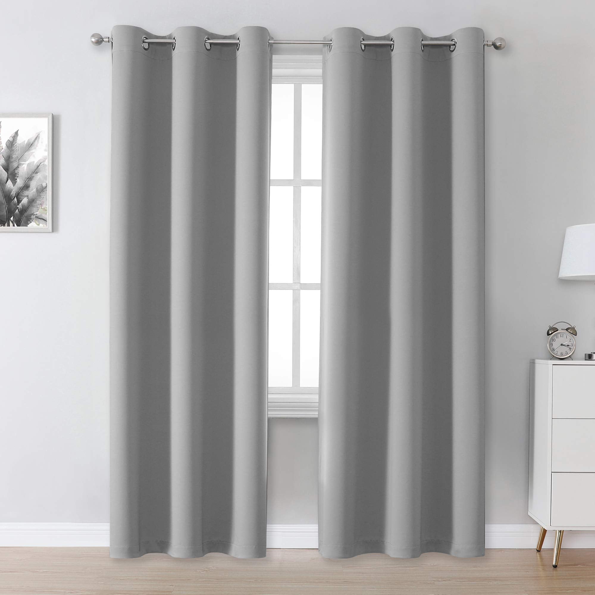 Dualife Blackout Curtains For Living Room - Grommet Thermal Insulated Room Darkening Curtains For Bedroom, Set Of 2 Panels (42 X