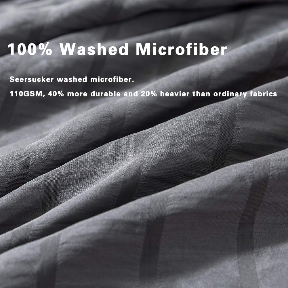 Avelom Dark Gray Duvet Cover Twin Size (68 X 90 Inches),2 Pieces (1 Duvet Cover, 1 Pillow Case) Stripe Textured Soft Washed Microfiber Grey Duvet Cover With Zipper Closure Corner Ties