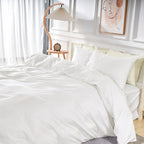 Nexhome Pro Duvet Cover Set California King Linen Look Textured Cream White Organic Natural 100% Washed Cotton Duvet Cover 3 Pieces Bedding Set With Zipper Closure, Breathable, Soft (No Comforter)