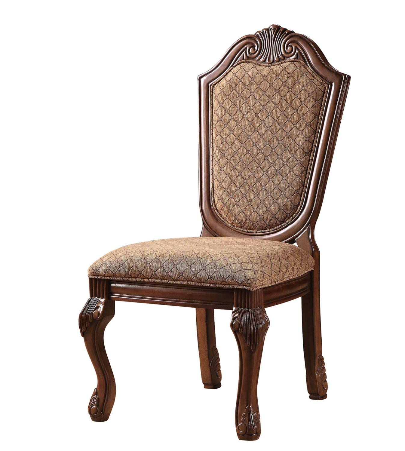 Acme Furniture Chateau De Ville Side Chair (Set-2) in Fabric & Cherry