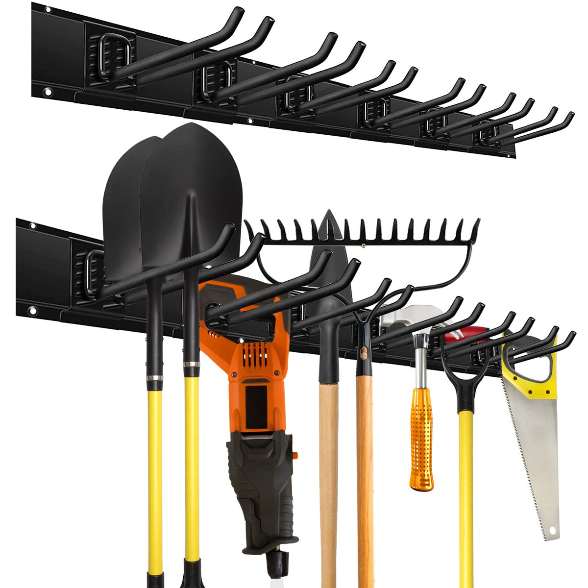 Charmount Garage Storage Wall Organizer, Wall Mount Rack Hooks Heavy Duty Garden Tool Organizer And Storage, 48 Inch Wall Mount