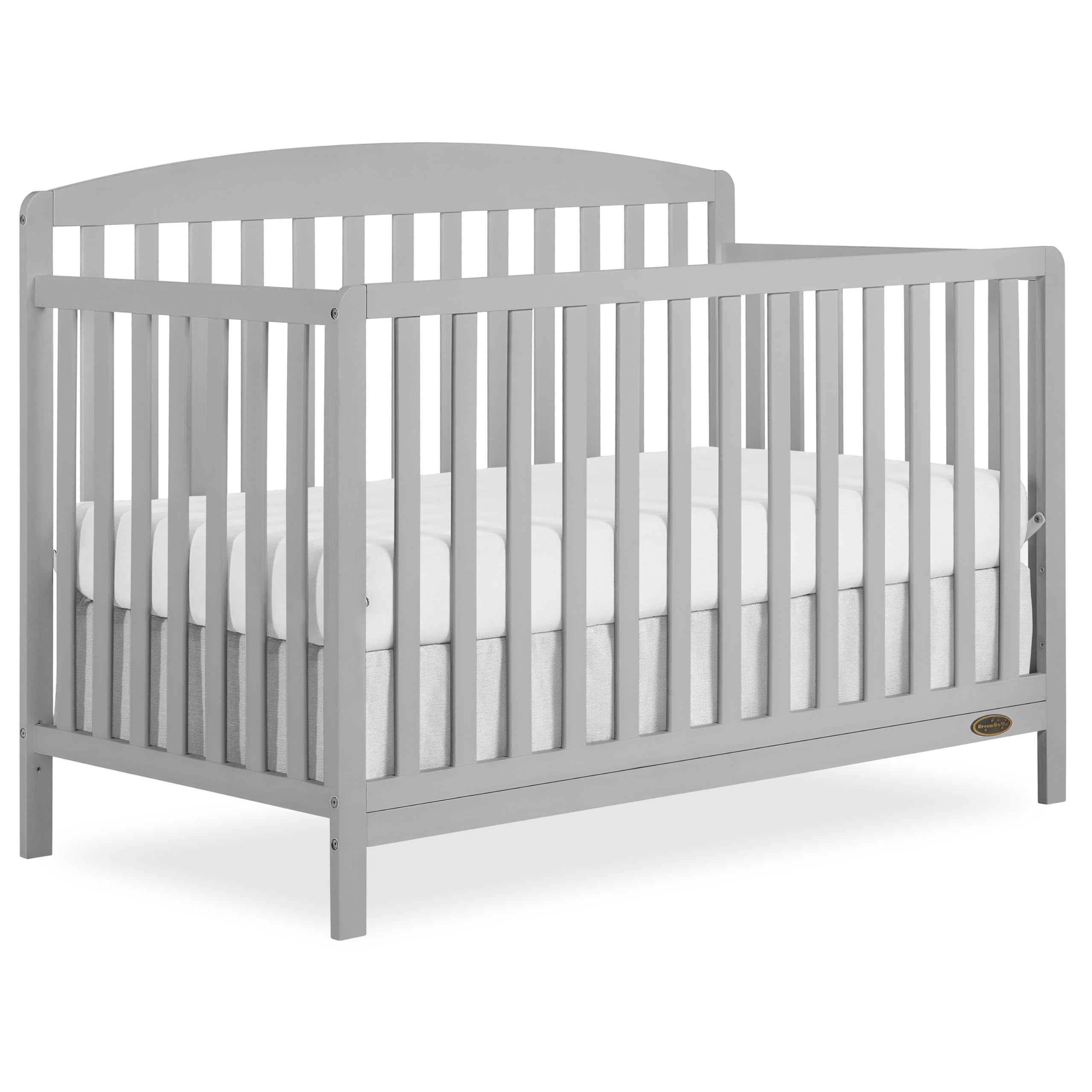 Dream On Me JPMA & Greenguard Gold Certified Odelle 5 in 1 Convertible Crib in Pebble Grey, Built of Sustainable Pinewood, 3 Mat