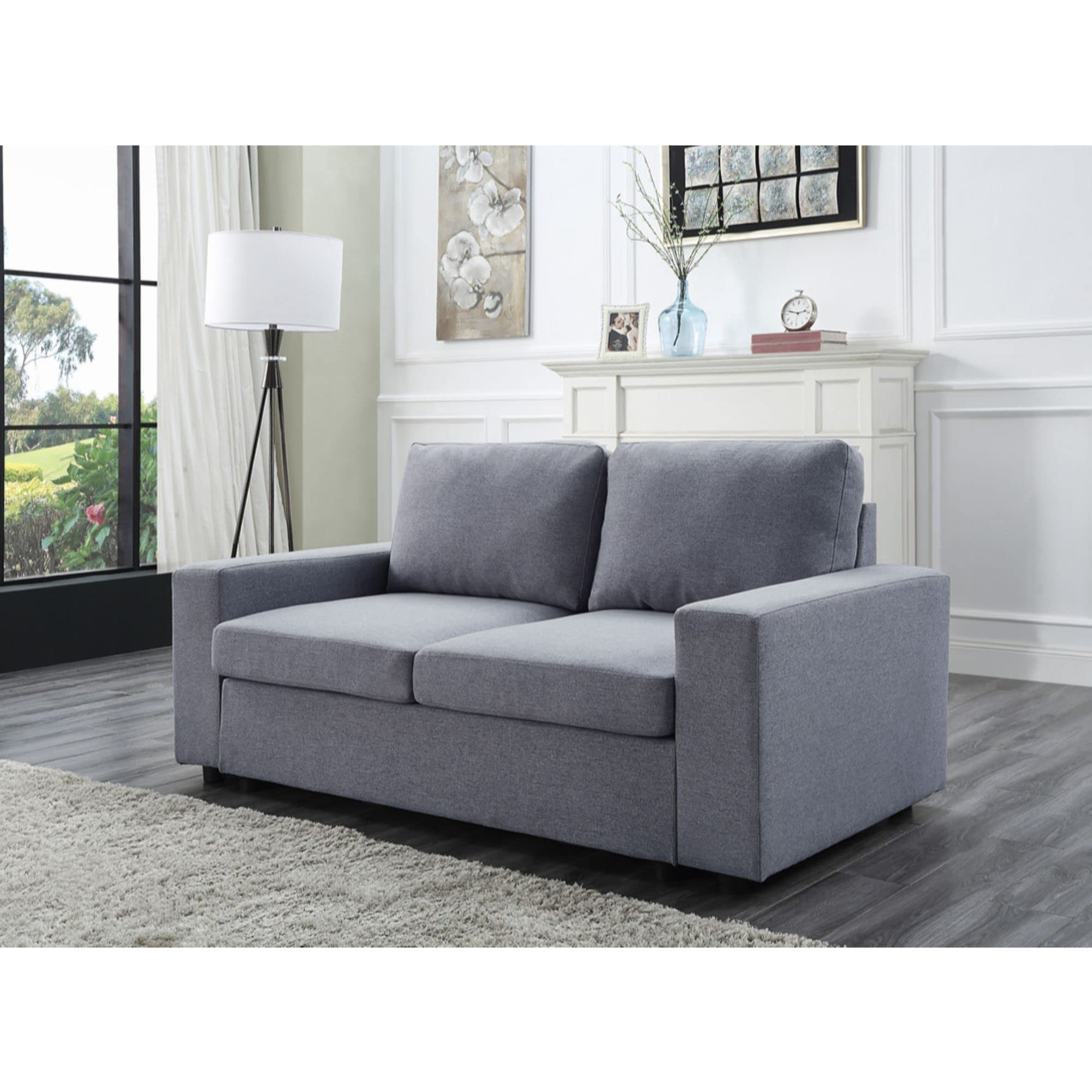 Lilola Home Brenton Light Gray Linen Loveseat