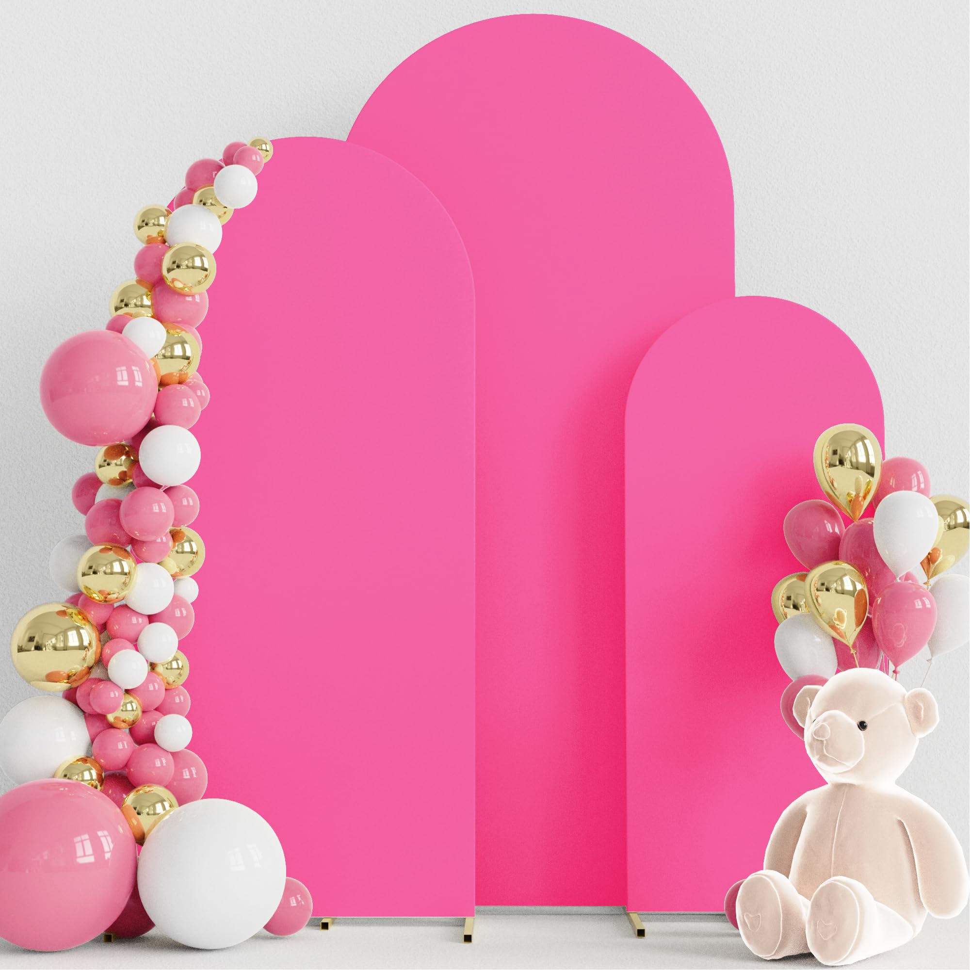 Wokceer Set Of 3 Wedding Arch Cover Spandex Fitted Wedding Arch Stand Covers For Round Top Chiara Arch Backdrop Stands Cover For