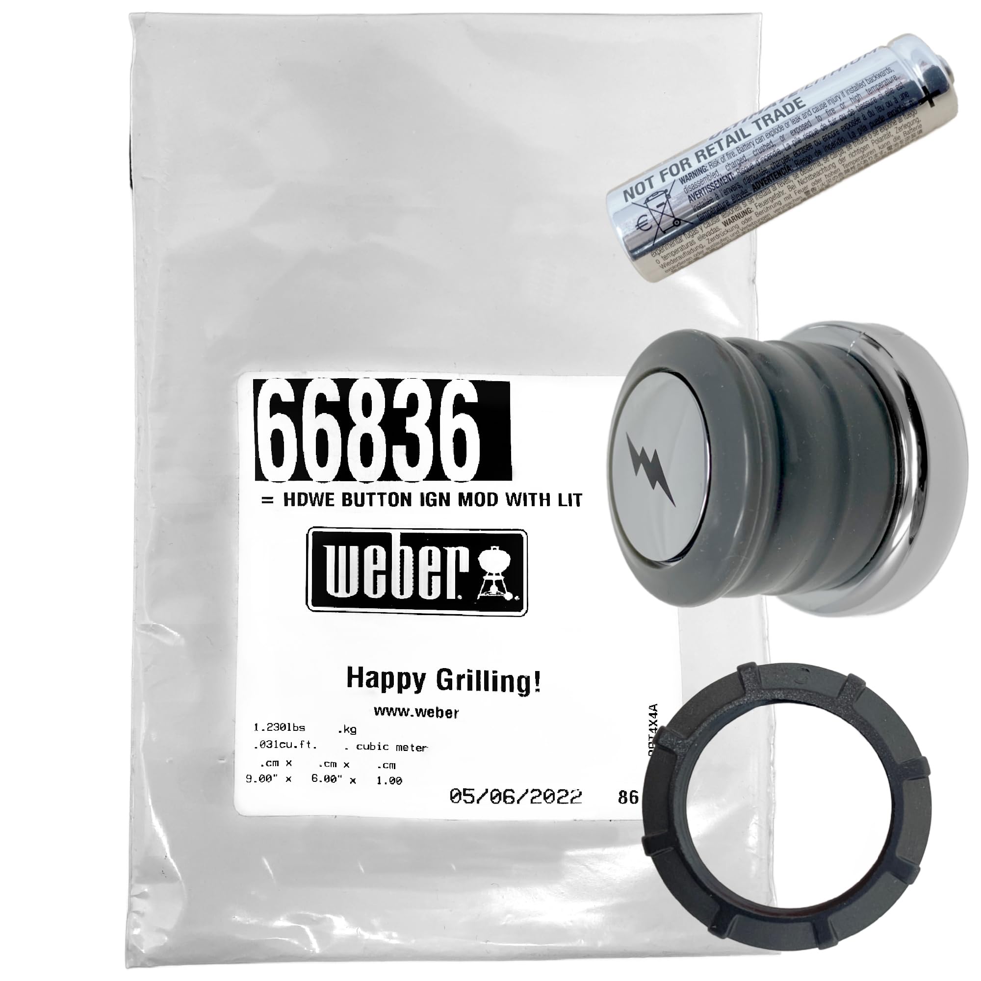 Weber # 66836 Igniter Button W/Battery