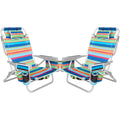 2Pk Aluminum 5-Position Lay Flat Folding Backpack Beach Chairs for Adults with Cooler Bag, Cup&Phone Holder, Towel Bar for Outdo