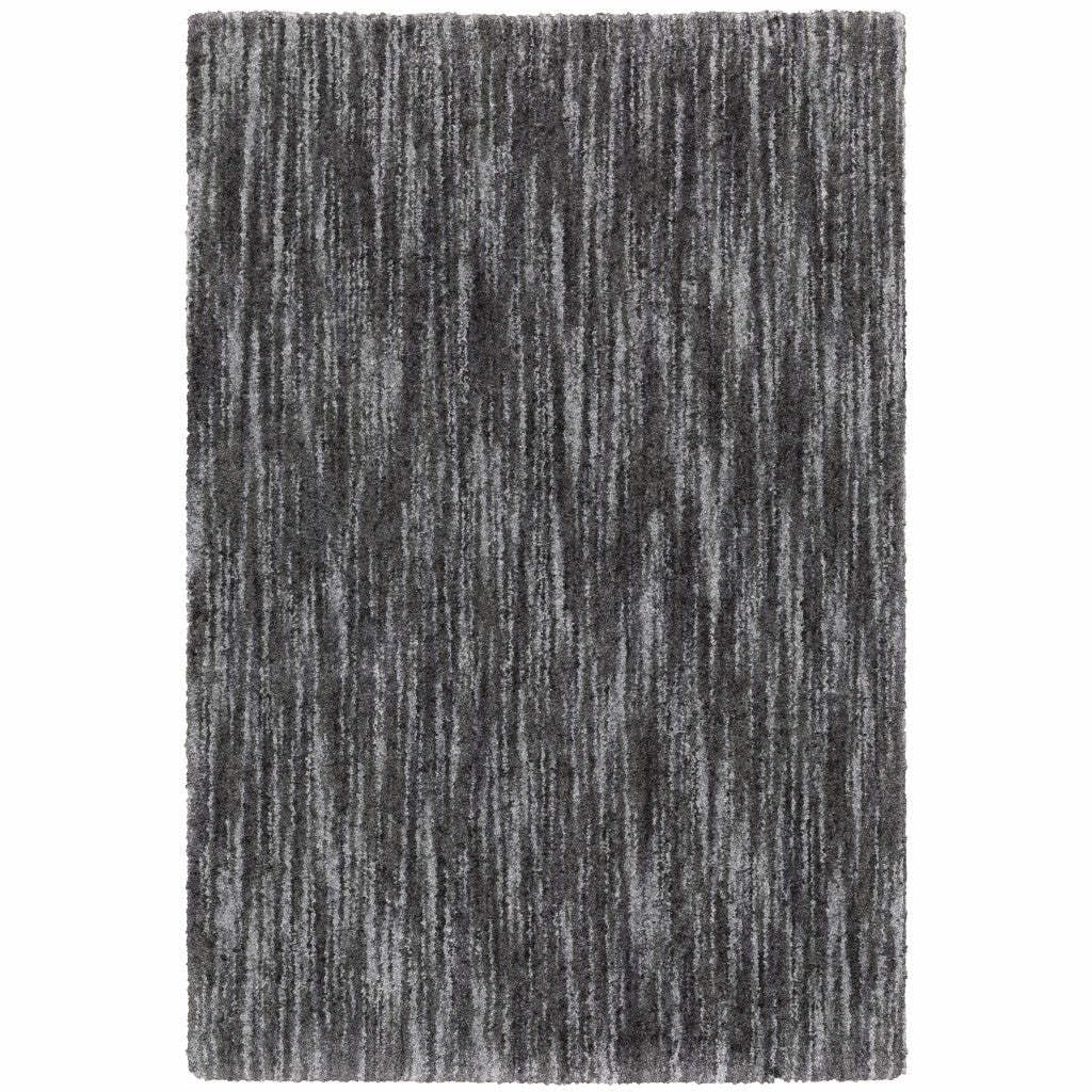 HomeRoots 507854 10 x 13 ft. Charcoal Shag Power Loom Stain Resistant Rectangle Area Rug