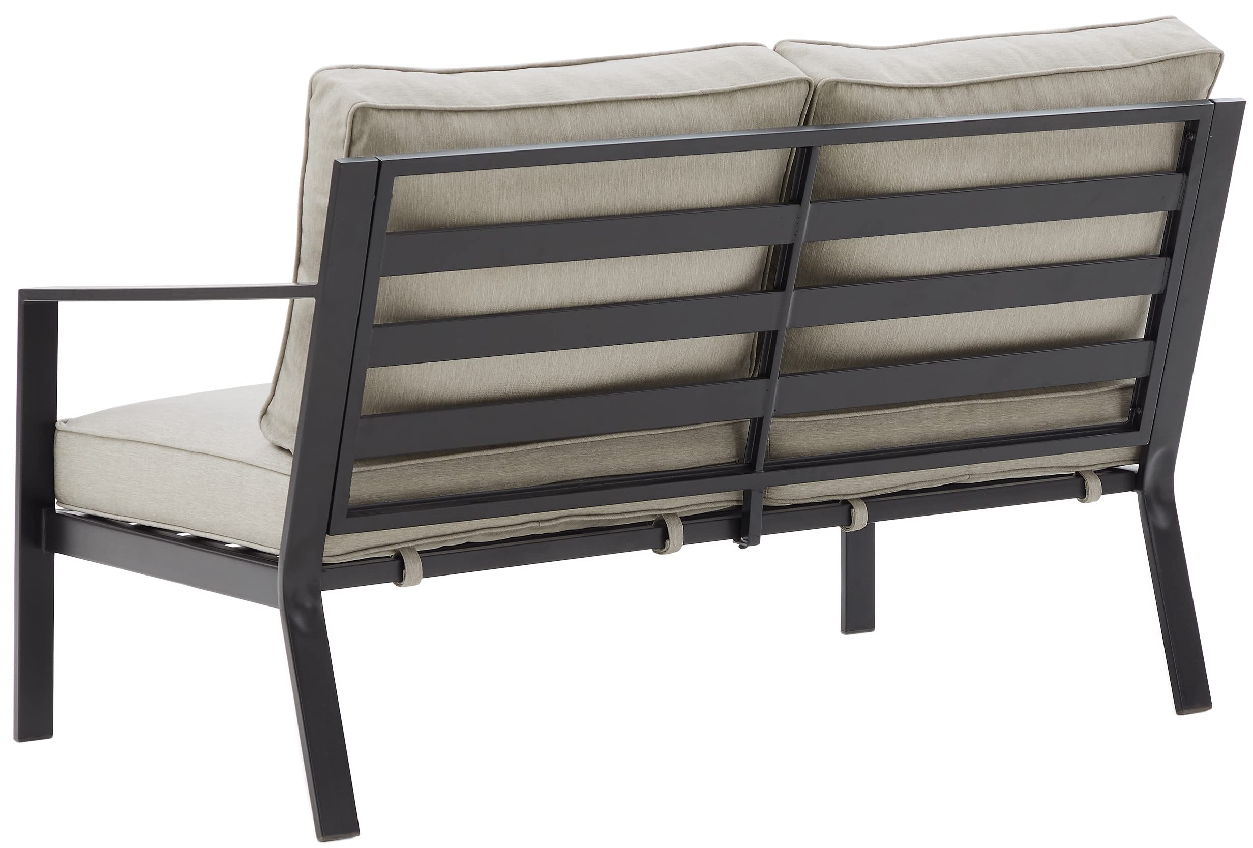 Crosley Furniture Ko70371Mb-Te Clark Outdoor Metal Sectional Right Side Loveseat, Matte Black With Taupe Cushions