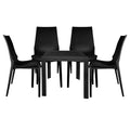 LeisureMod Kent Outdoor Dining Set With 4 Chairs in Black