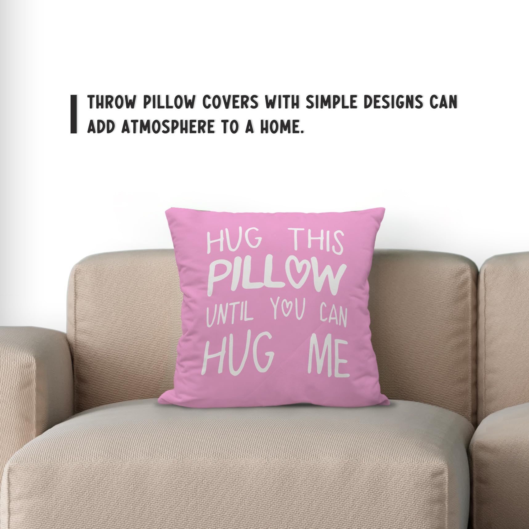 Sufamb Hug This Pillow Until You Can Hug Me Throw Pillow Covers Decor, 22'' X 22'' Pillow Case, Boyfriend Girlfriend Birthday Gi
