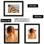 Golden State Art, 9X12 Picture Frame With Mat For 6X8 - High Definition Glass Wall Mounting Horizontal Vertical Display (Black,