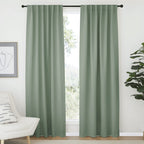 Nicetown Living Room Blackout Draperies - (Greyish Green Color) W52 X L84, 2 Pieces, Room Darkening Window Blackout Drape Panels For Wall