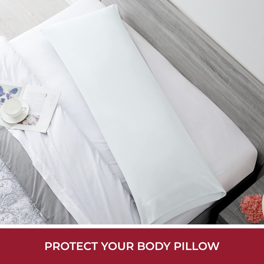 Mellanni White Body Pillow Case - Silky Soft Double Brushed Microfiber - Envelope Closure Cover For Body Pillow - Wrinkle, Fade, And Stain Resistant (1 Body Pillowcase, White)